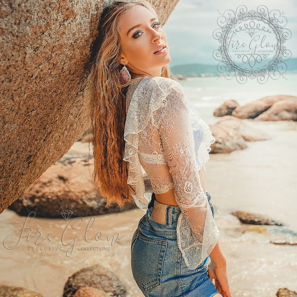 Boho Mandala Laser Cut Filigree Rose Gold Earrings - Picture 5 of 7